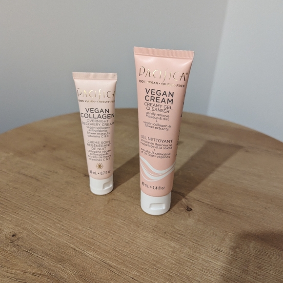 Pacifica Vegan Cream Creamy Gel Cleanser&Vegan Collagen Overnight Recovery - Picture 1 of 2